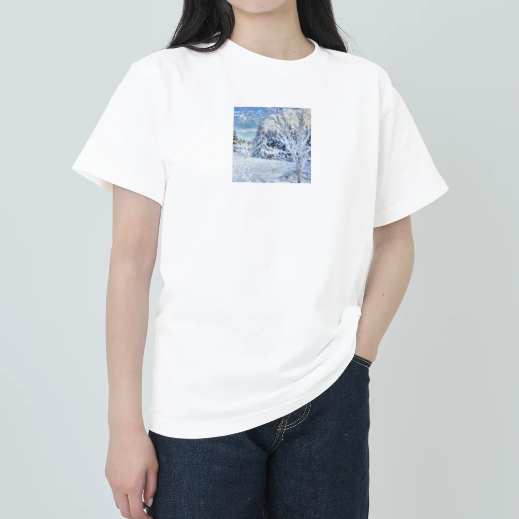 白銀屋の美しい冬の景色 ヘビーウェイトTシャツ