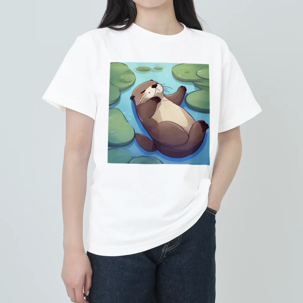 TADの部屋のフニャフニャカワウソくん ヘビーウェイトTシャツ