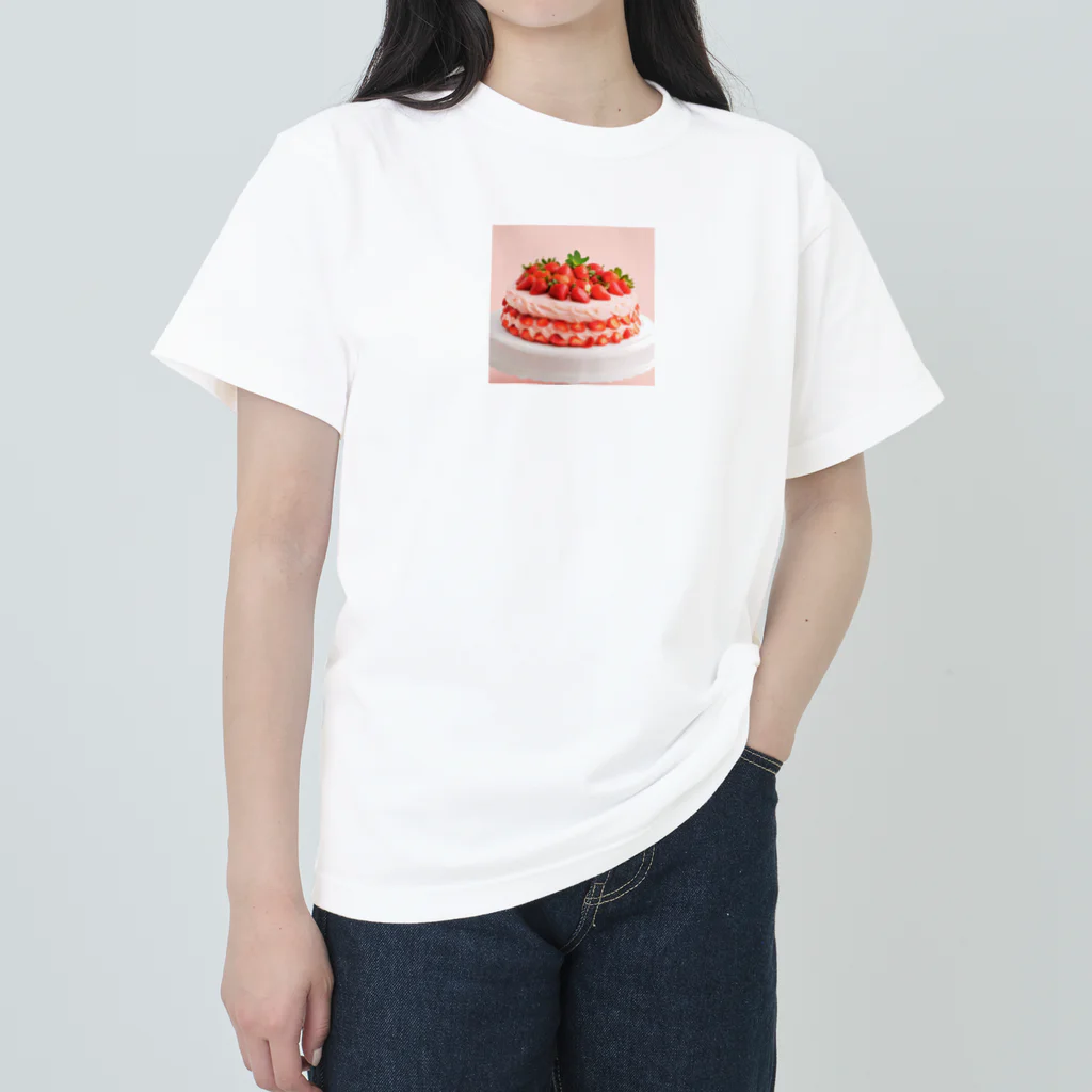 ❤︎cute❤︎のイチゴケーキ ヘビーウェイトTシャツ