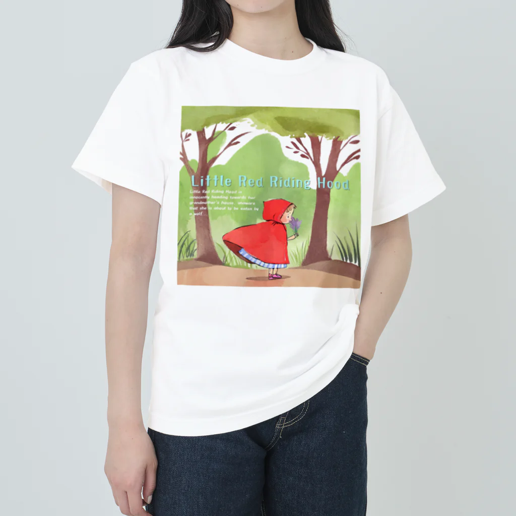 petitringo -プチリンゴ-のおばあさんのお家へ向かう赤ずきんちゃん ヘビーウェイトTシャツ