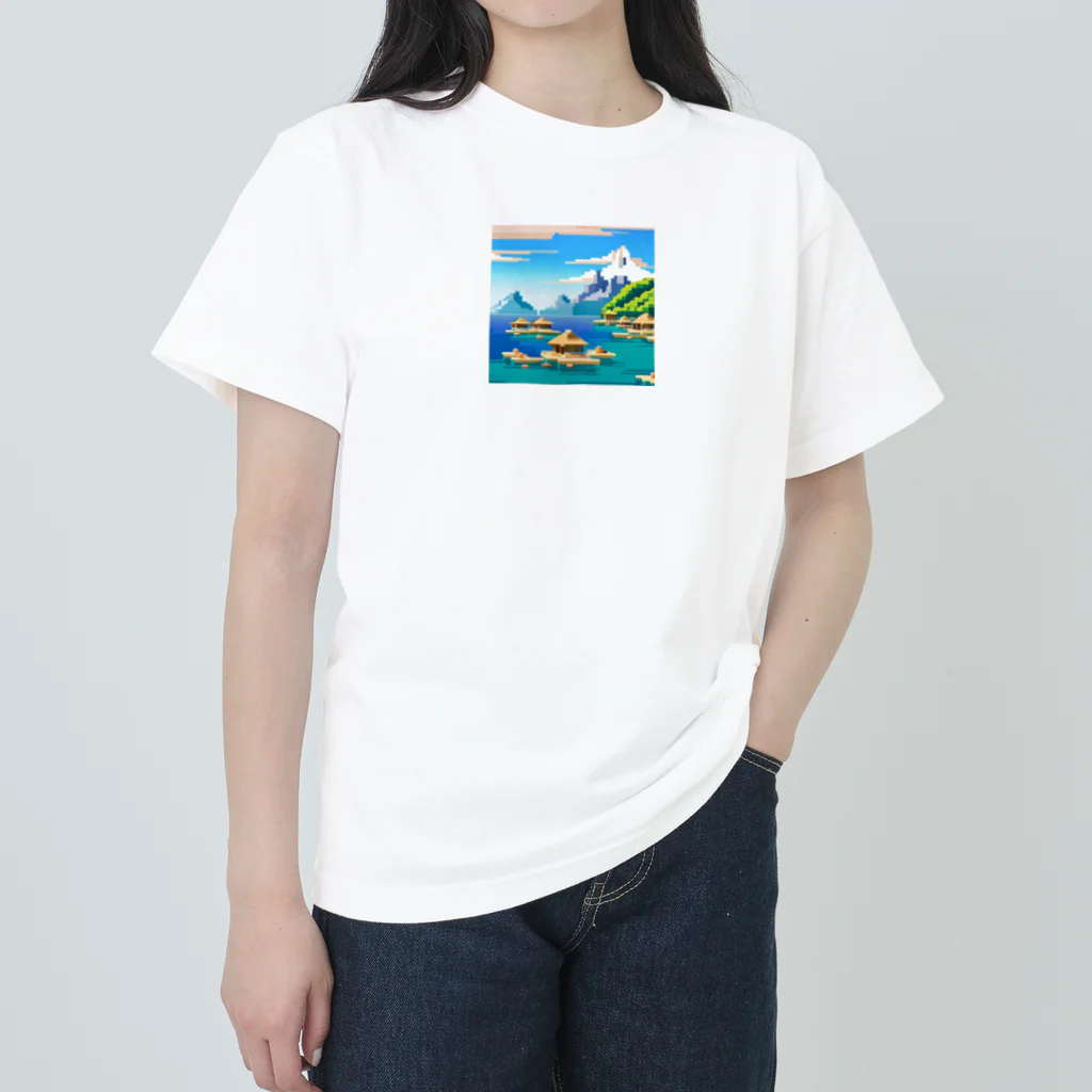 keita-sawadaのドット　ボラボラ島のオーバーウォーターバンガロー ヘビーウェイトTシャツ