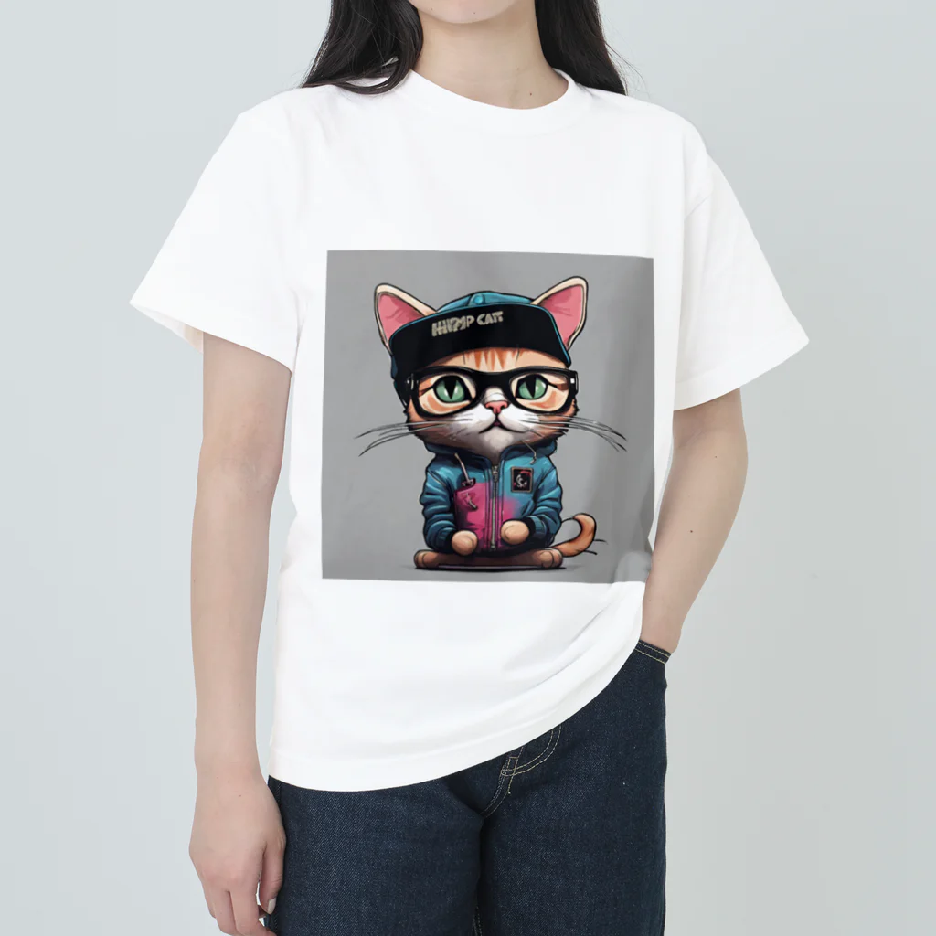 非常口社長のヒップホップ猫 Heavyweight T-Shirt