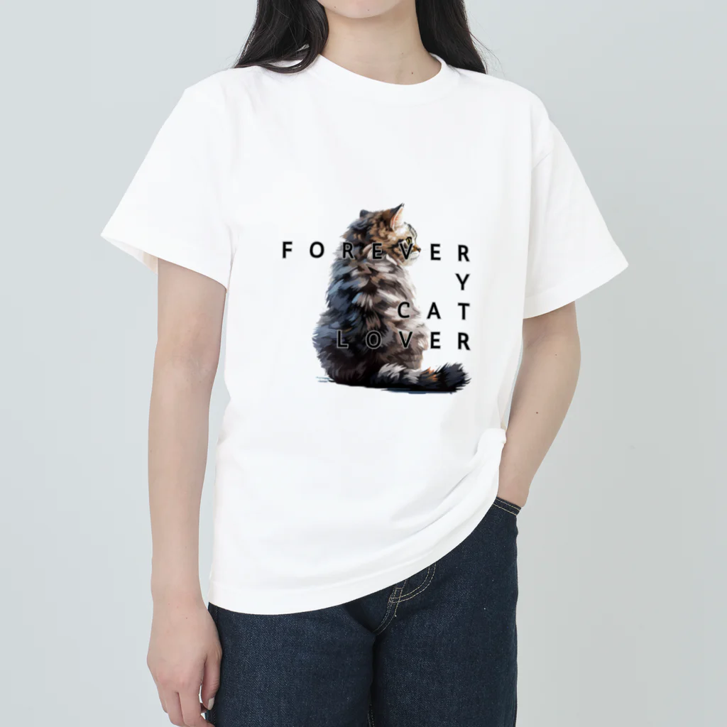 chubby the catのforever y cat lover01 ヘビーウェイトTシャツ