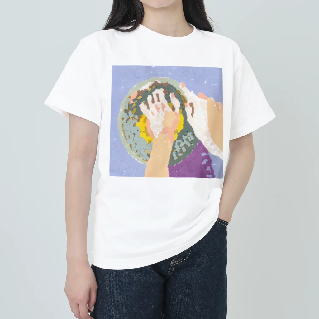 Yuhki | おばけのゆうき 公式オンラインショップ　【ちぎり絵・貼り絵のTシャツ・パーカー・スマホケース・バッグ・日用品・雑貨・文具・ドッグTシャツなど販売中】のパン生地をこねる(ちぎり絵/貼り絵) ヘビーウェイトTシャツ