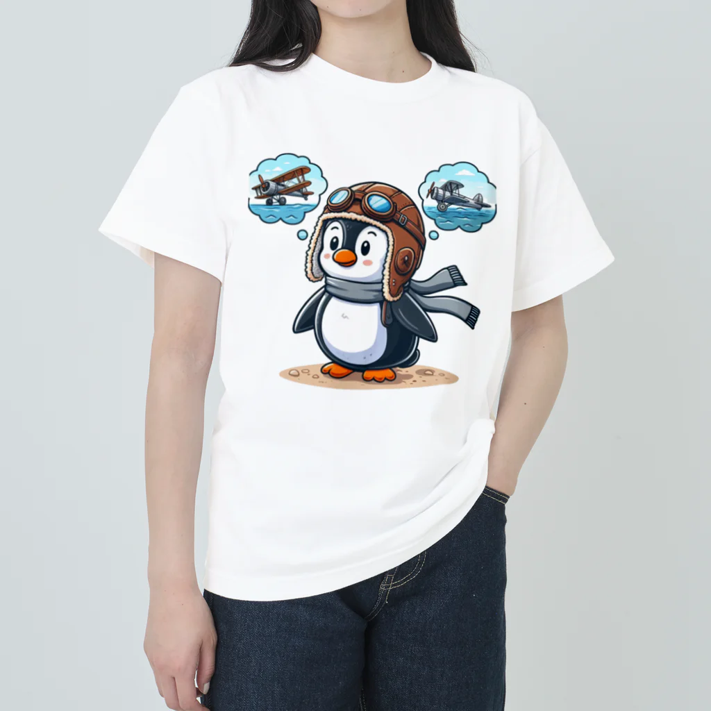 JUN-yの空を飛びたいペンギン Heavyweight T-Shirt