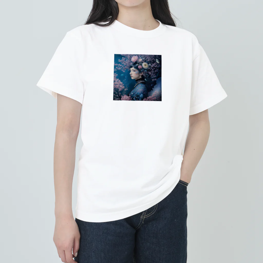 ZZRR12の「夜桜の幻想：桜の精霊」 - "Night Sakura Fantasia: Spirit of the Cherry Blossom" Heavyweight T-Shirt