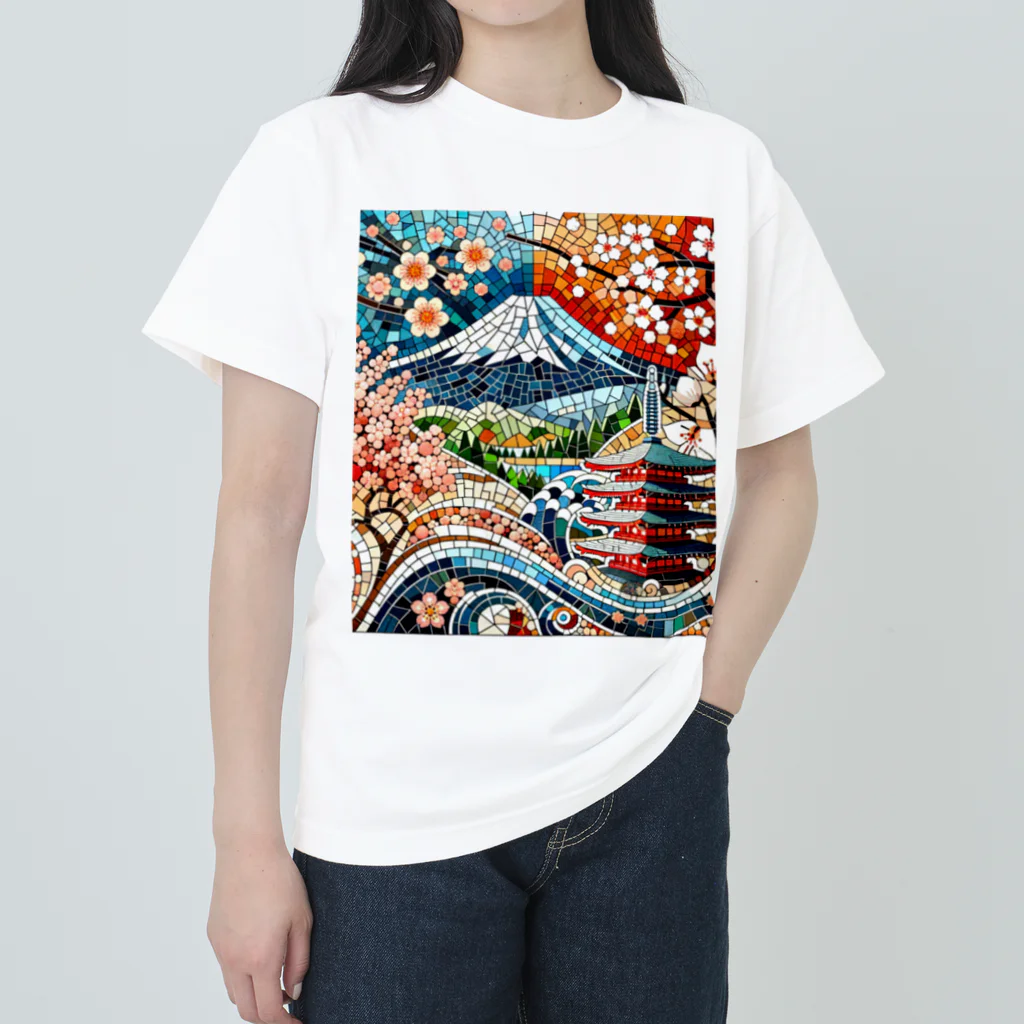 kageblogの日本の伝統と美しさを象徴するモザイクアート ヘビーウェイトTシャツ