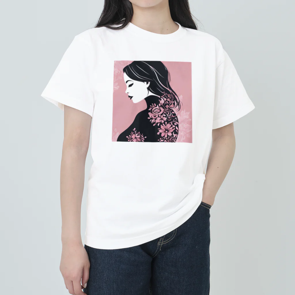 asm193のキレイな女性のシルエット ヘビーウェイトTシャツ