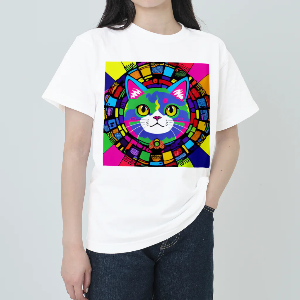 629_CAT_ARTのカラフルキャット Heavyweight T-Shirt