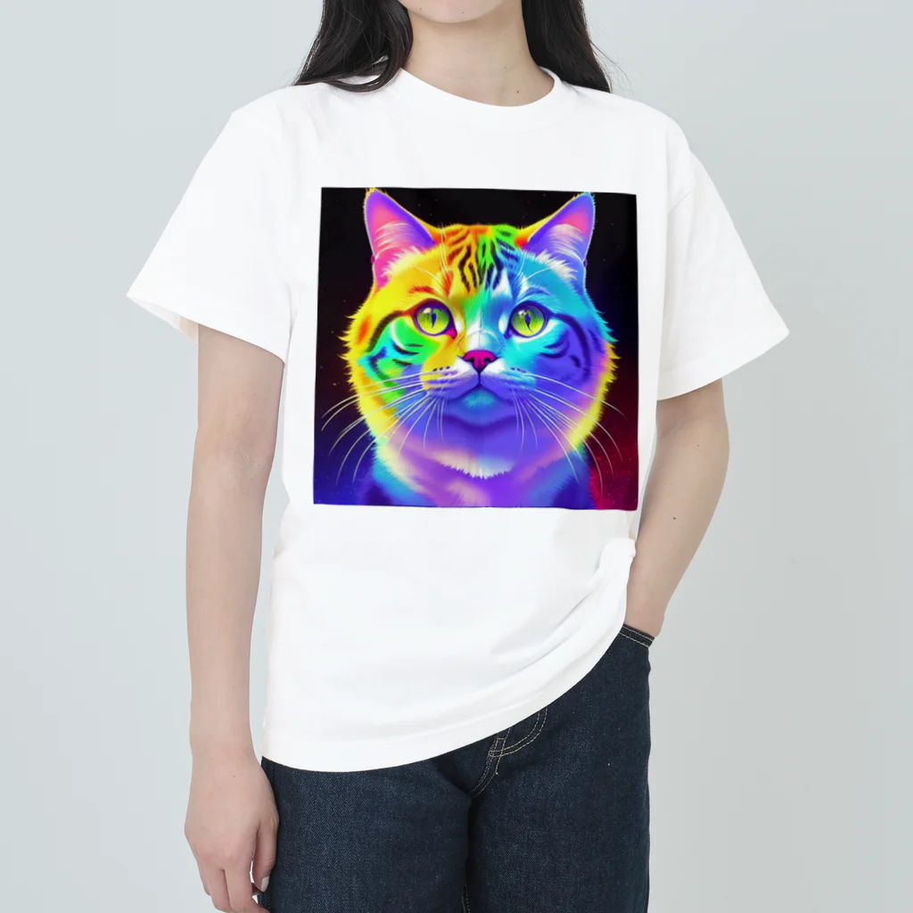 629_CAT_ARTのカラフルサイバーキャット vol3 ヘビーウェイトTシャツ