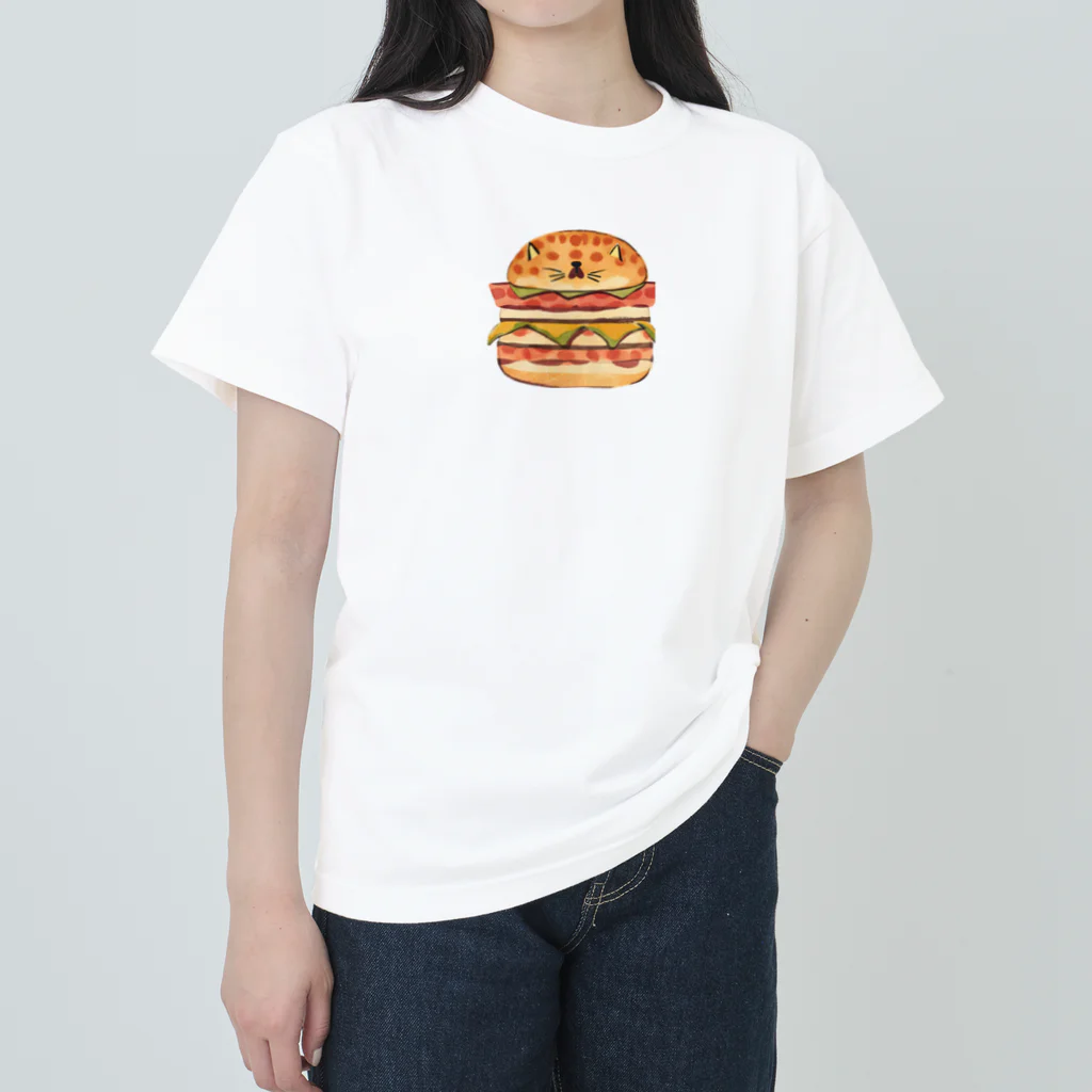 ひとやすみ　らいふのハンバーガーねこ ヘビーウェイトTシャツ