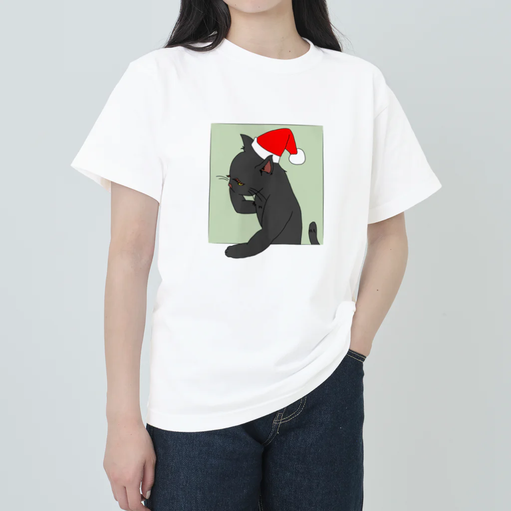 たげてげ屋のモノオモウ猫の１１月（黒猫） Heavyweight T-Shirt