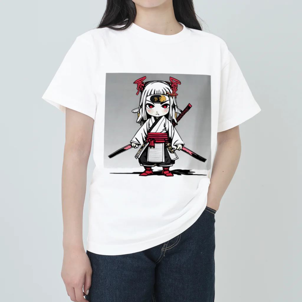 Zamurai【侍-samurai-】アートの女流Zamurai【侍女-makatachi-】ディフォルメ ヘビーウェイトTシャツ