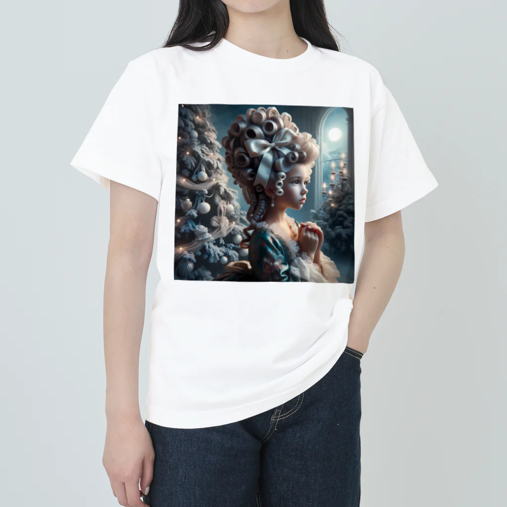 DeenaDeeのRococo Reverie: Moonlit Elegance 「月夜と少女のロココ夢物語」 Heavyweight T-Shirt