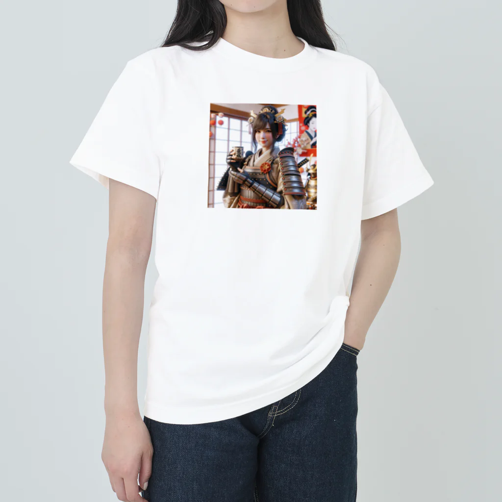 たまき工房の呑(どん)女武士の正月 Heavyweight T-Shirt