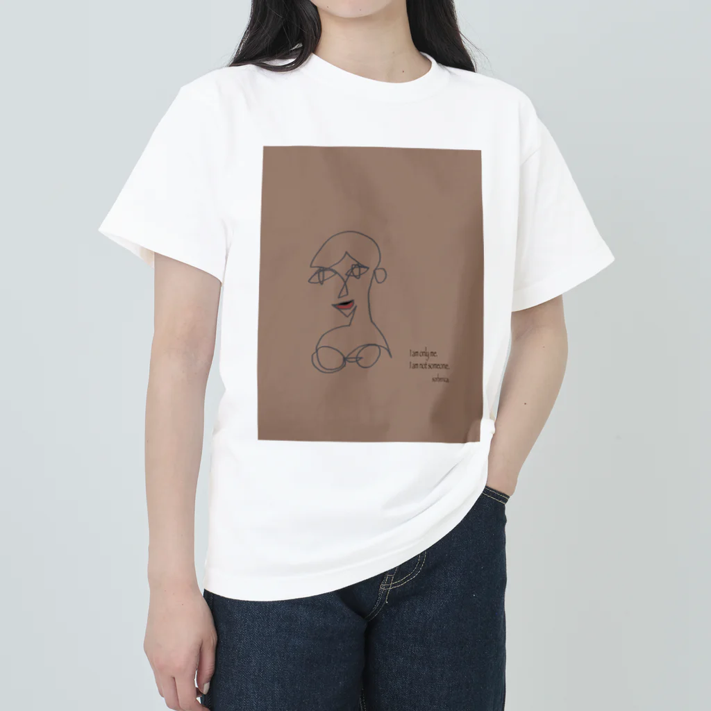 sorbericaの一筆書きビキニの女性 ヘビーウェイトTシャツ