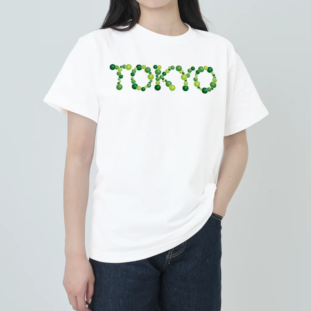 junichi-goodsのバルーン文字「TOKYO」（緑色系） ヘビーウェイトTシャツ