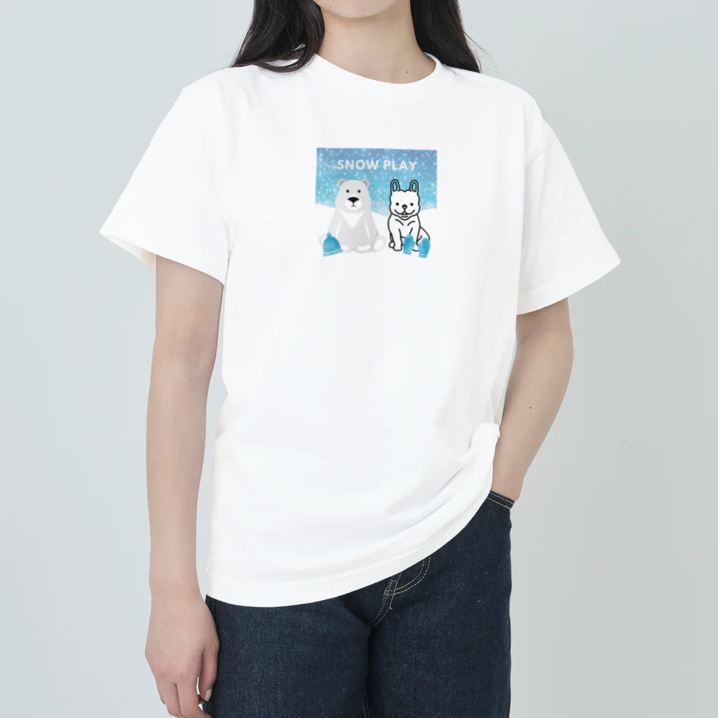 FRENCHIEのしろくまと雪遊びを楽しむフレブル🧤 Heavyweight T-Shirt