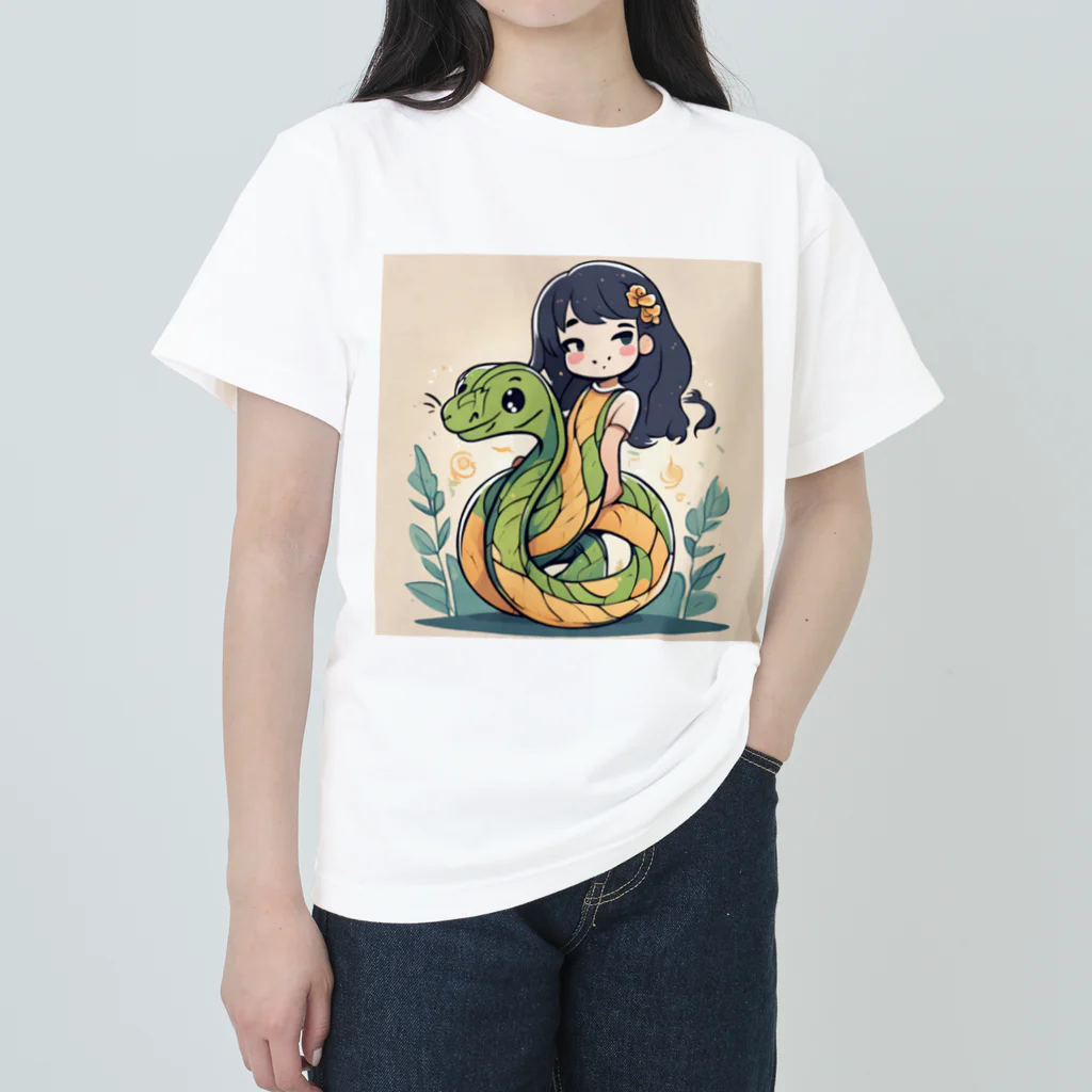 the blue seasonの仲良しの春風：少女と蛇の物語 Heavyweight T-Shirt