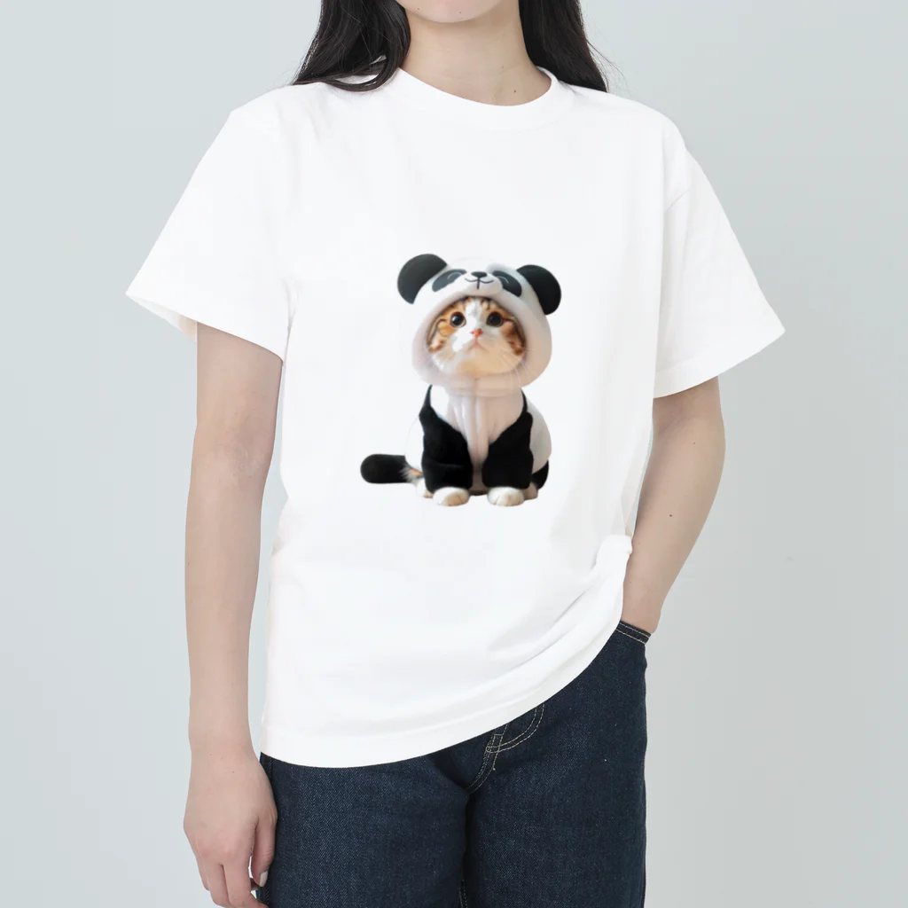 bui0000のパンダ？いいえ、ネコです ヘビーウェイトTシャツ