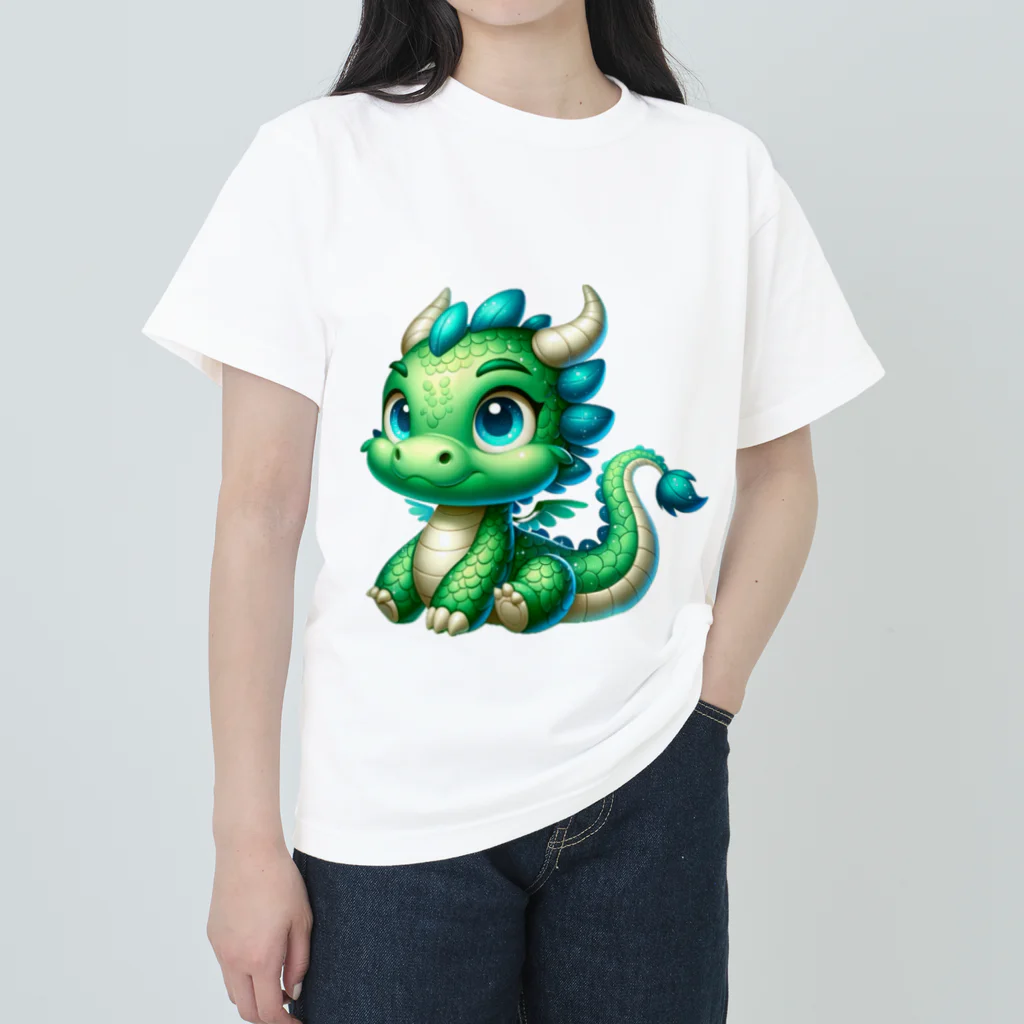 滝本Buddyの辰年のかわいいキャラクター ヘビーウェイトTシャツ