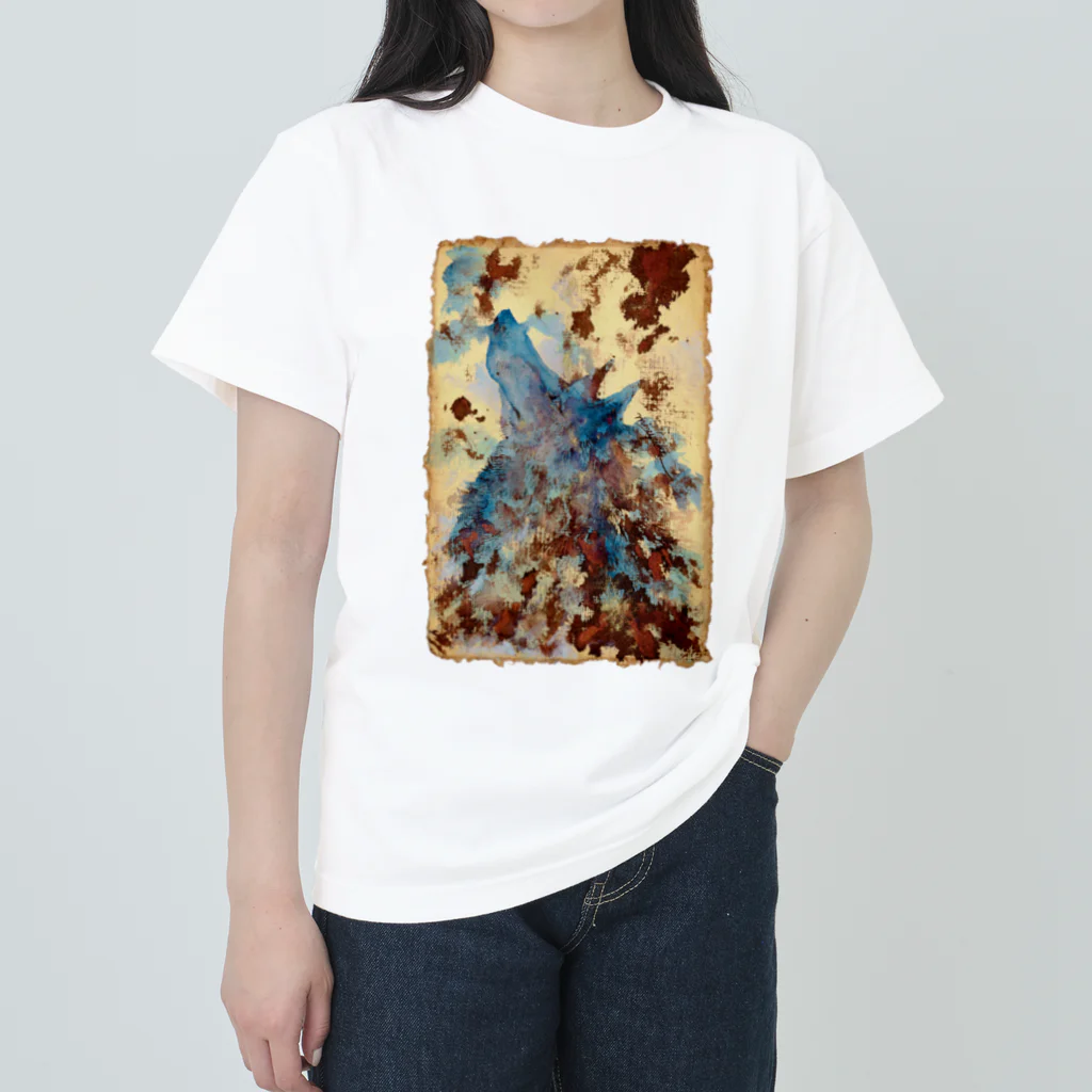 made blueのWatercolor wolf - carob & blue ヘビーウェイトTシャツ