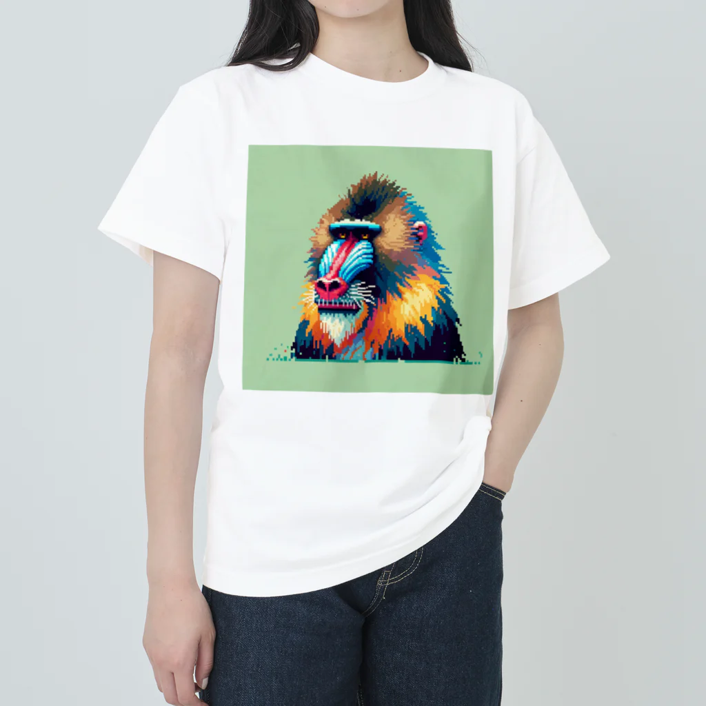 ippofumiのカラフルなマンドリルのドット絵 Heavyweight T-Shirt