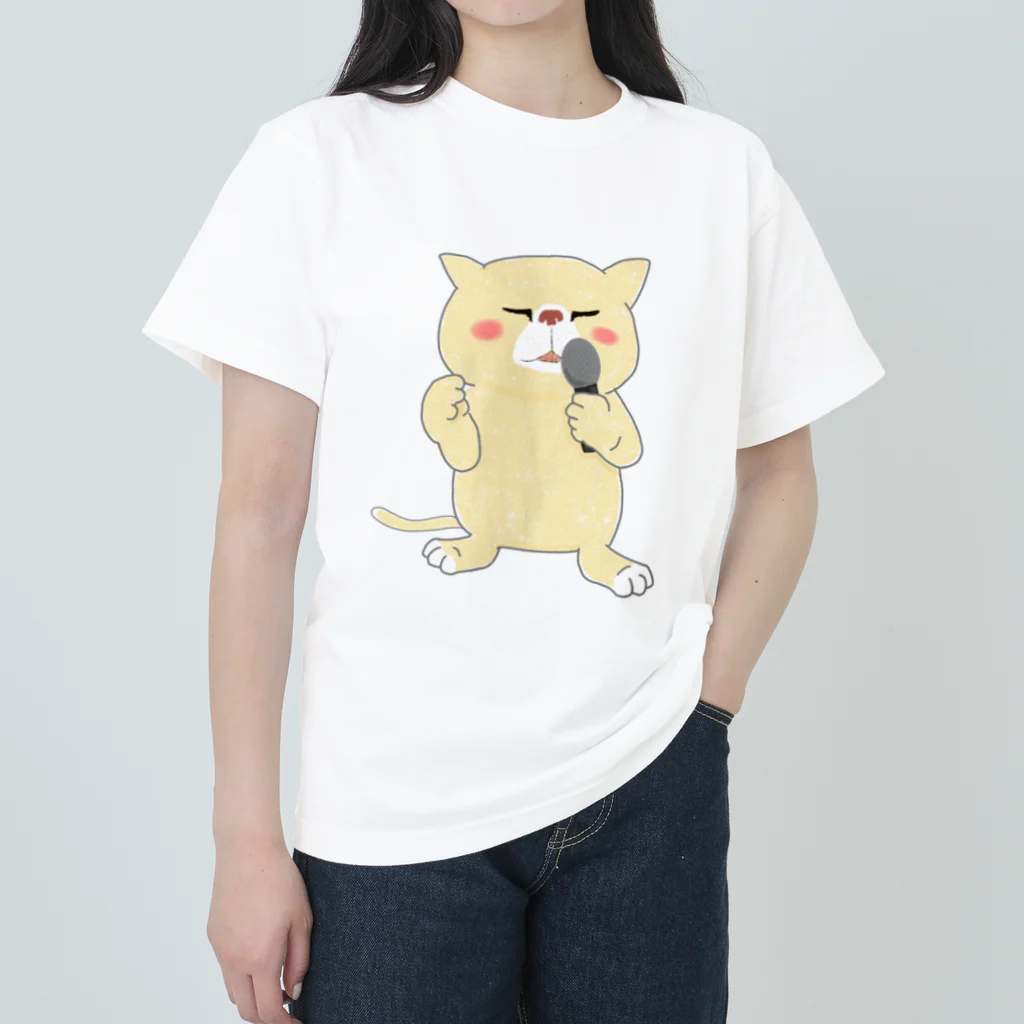 ロジローの歌うネコ(帽子無) ヘビーウェイトTシャツ