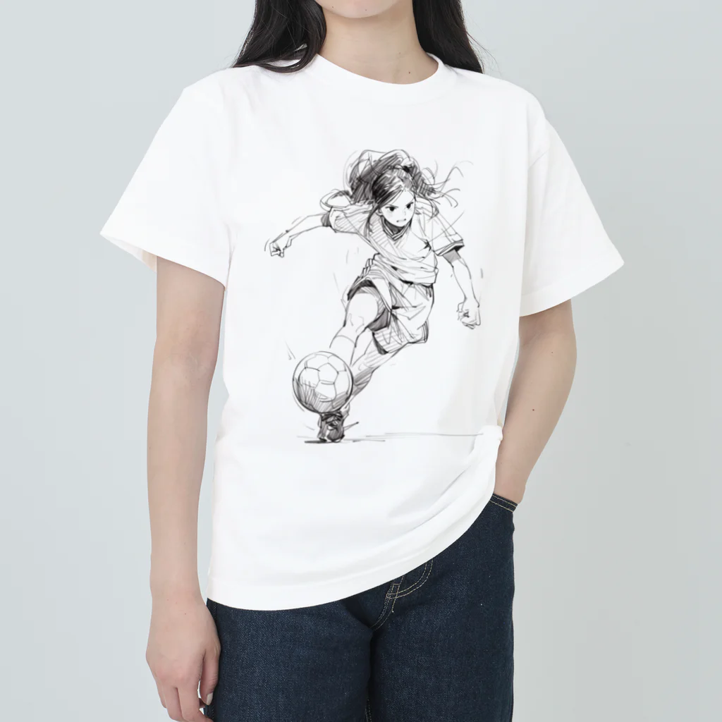 sports_musumeのサッカー女子 ヘビーウェイトTシャツ