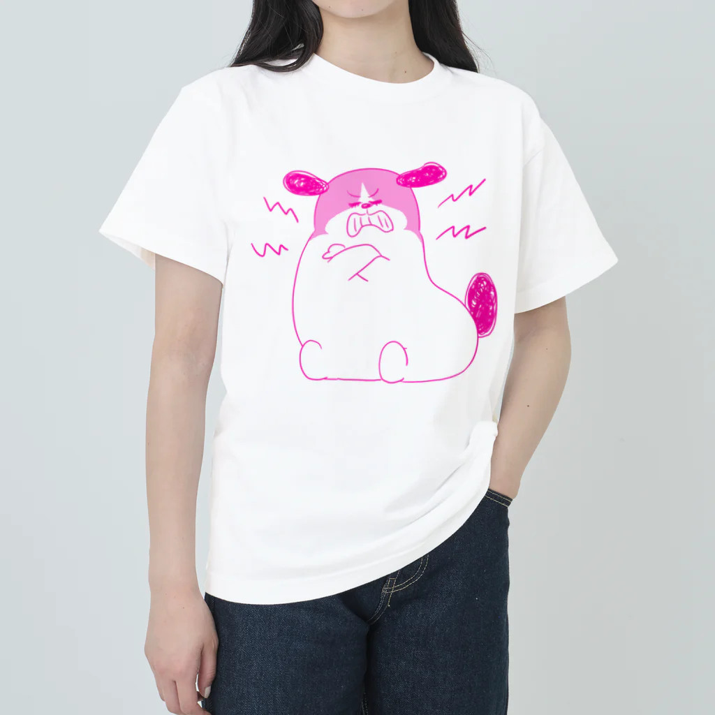 マツバラのもじゃまる歯ぎしり　濃いピンク ヘビーウェイトTシャツ