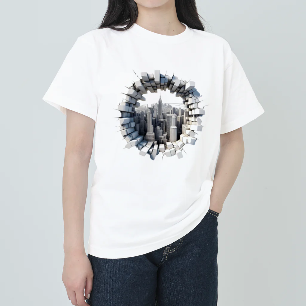 紅藤コミミズクのトリックアート「都会」 Heavyweight T-Shirt