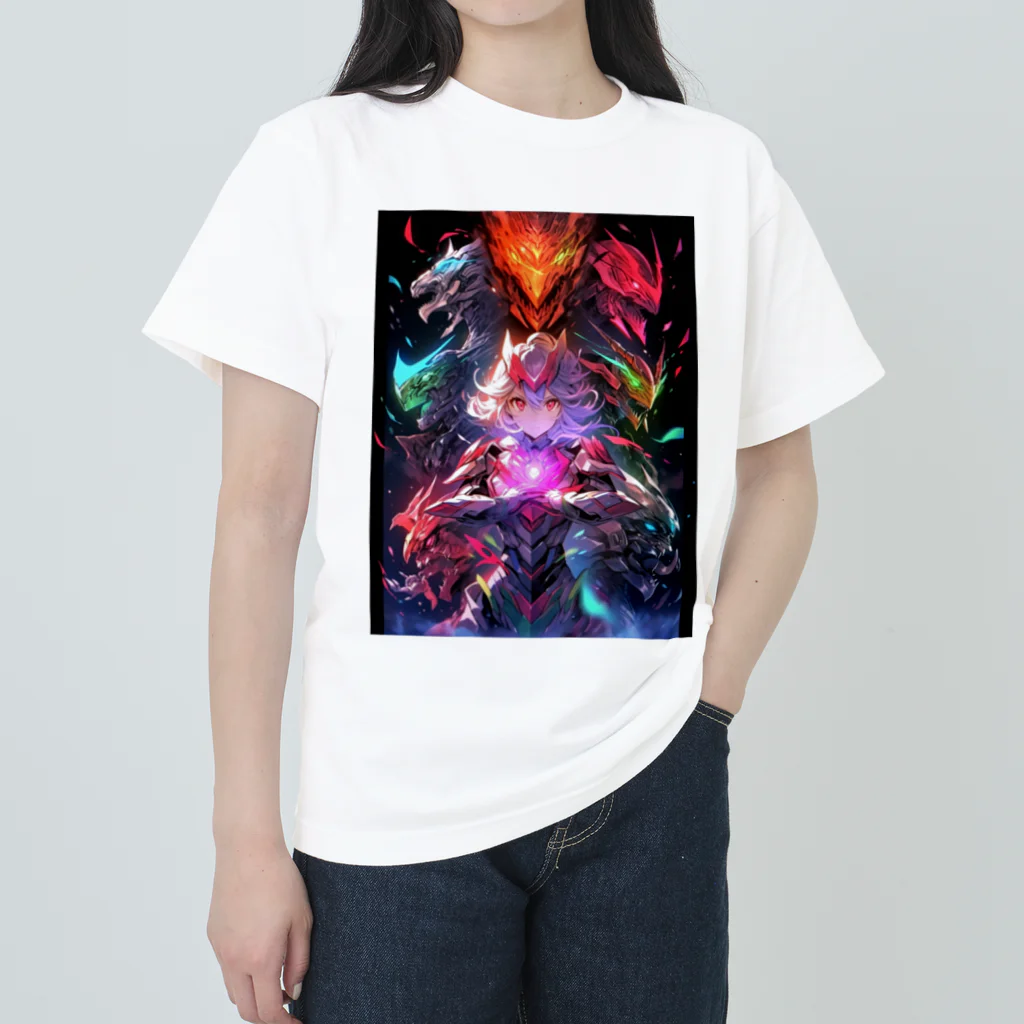 シロクマペンギンのドラゴンファイターガールwith竜の変身ヒーロー Heavyweight T-Shirt