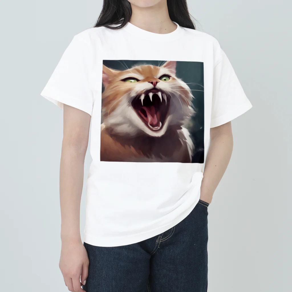 oekakishopのシャーッする猫 Heavyweight T-Shirt