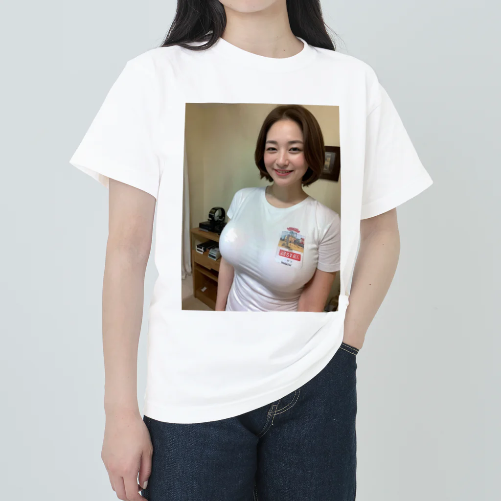 AI mature womanのAI美女　YUMI ヘビーウェイトTシャツ