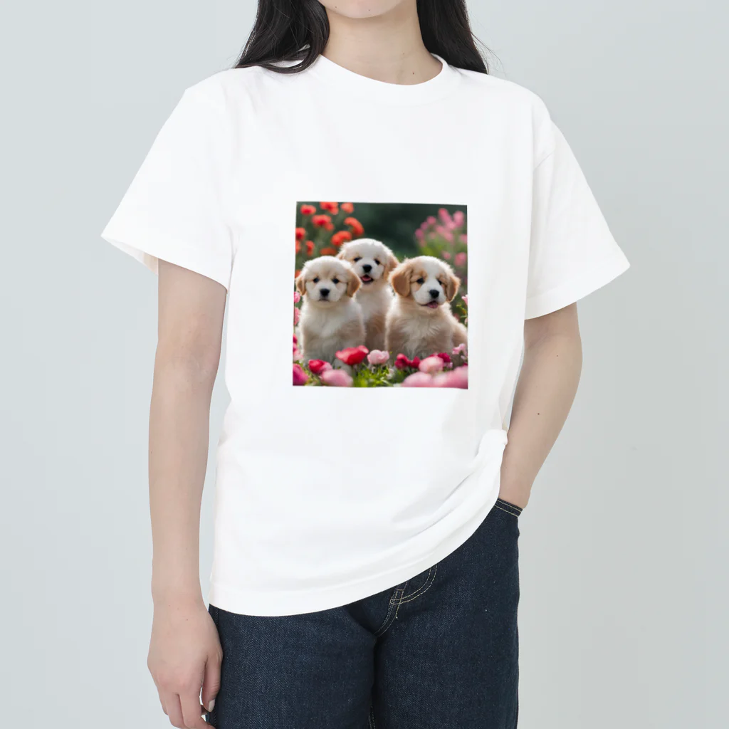 ぱむぱむのかわいい仔犬のグッズ ヘビーウェイトTシャツ