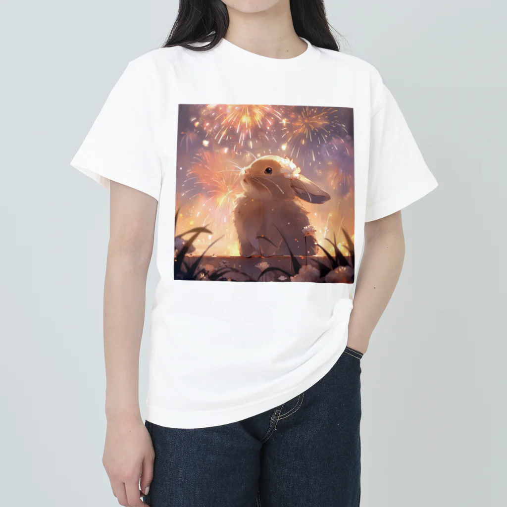 はなうさまほのうさぎと花火｡.:*･ﾟ ヘビーウェイトTシャツ