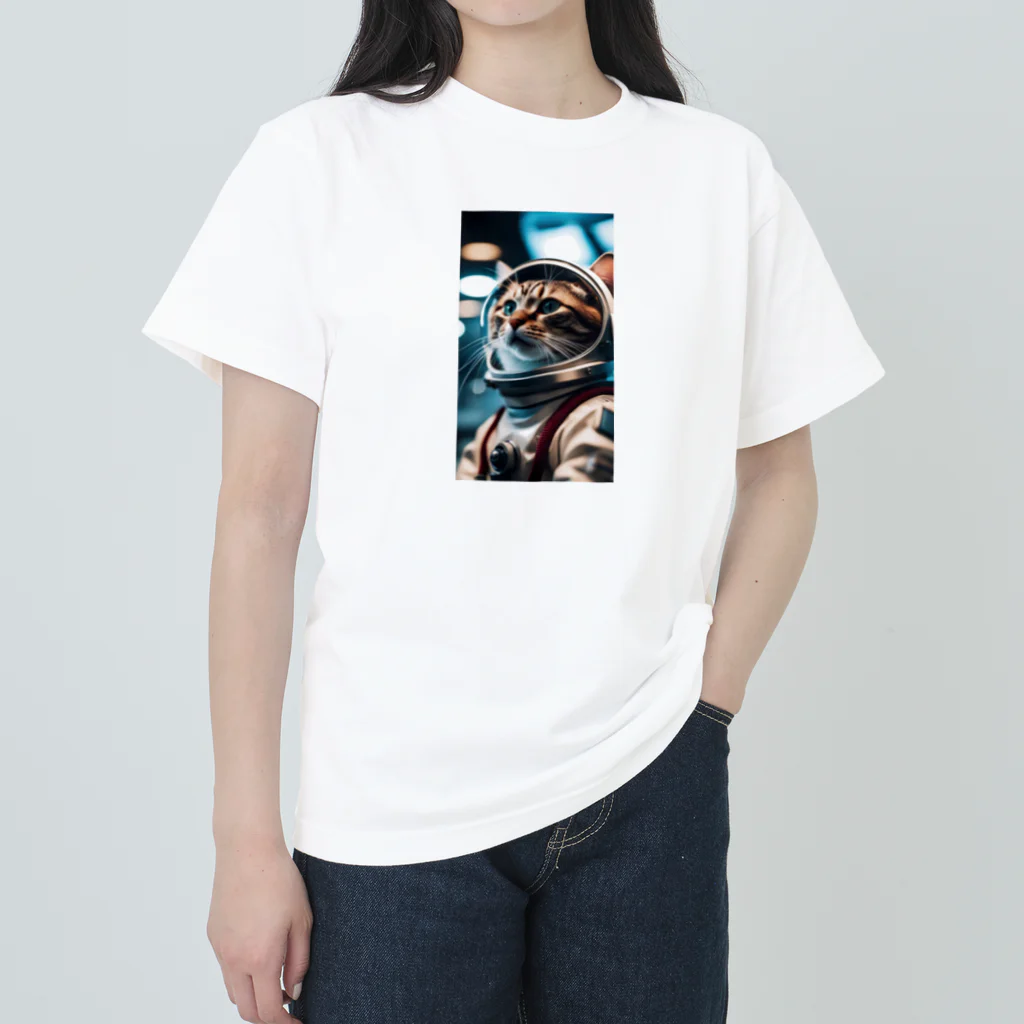 hekikiの旅立つ宇宙猫 Heavyweight T-Shirt