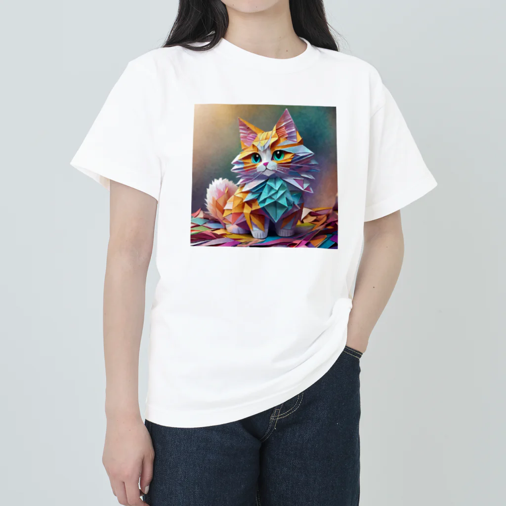 Wonderful Trickのおりがみ猫　にゃーにゃ ヘビーウェイトTシャツ