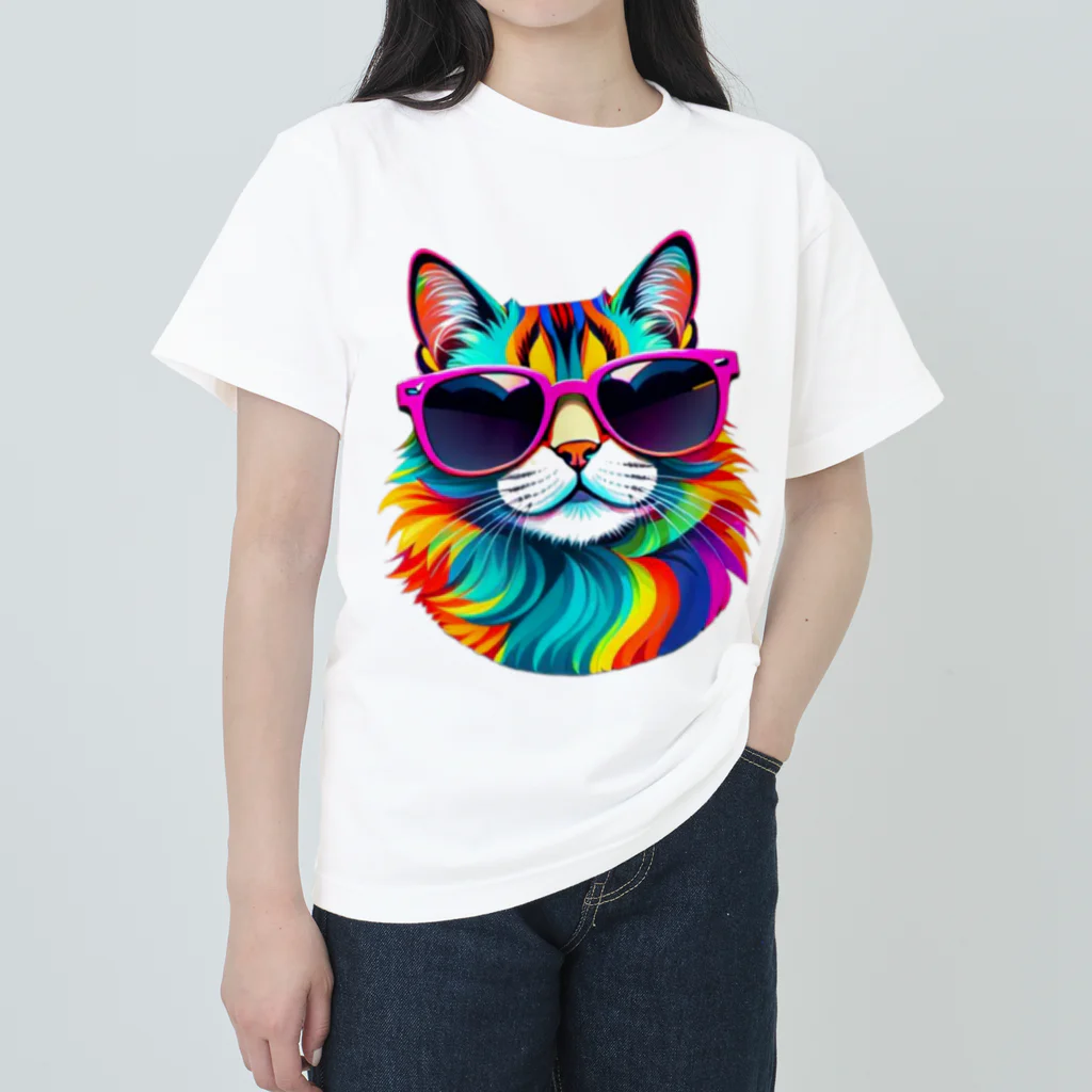 629_CAT_ARTのグラカラキャット2 ヘビーウェイトTシャツ