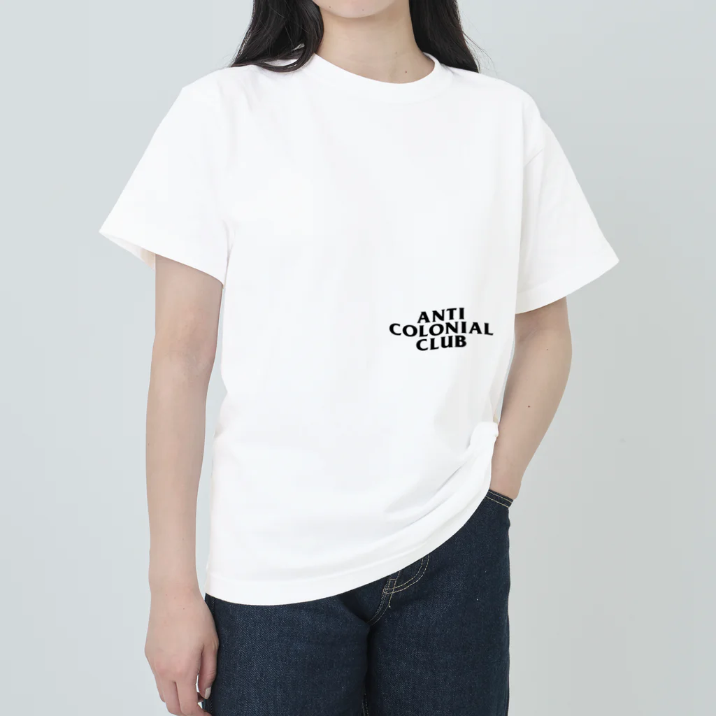 YaHabibi ShopのAnti Colonial club　パレスチナ解放のためのもの ヘビーウェイトTシャツ