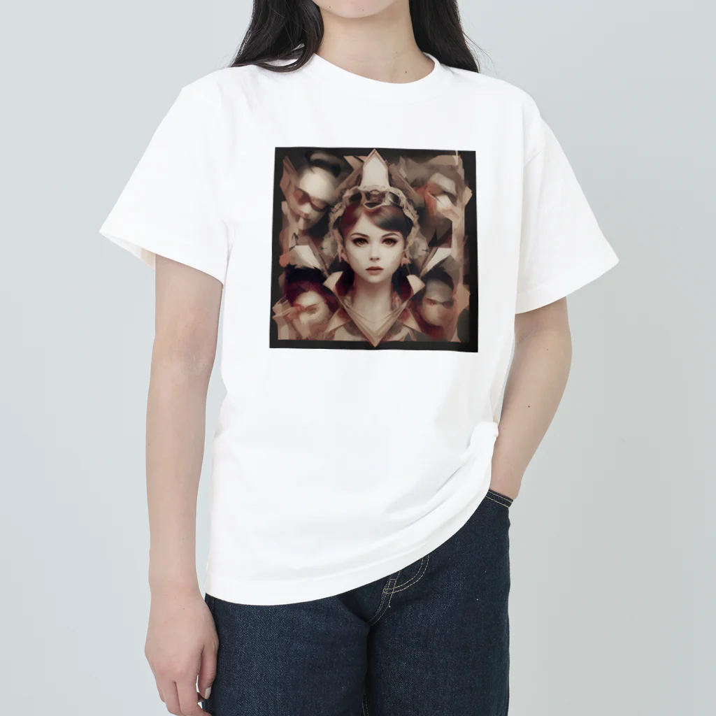 ヤバヲの女の子が笑顔でカメラ ヘビーウェイトTシャツ