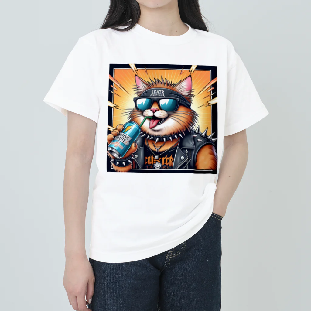 sasasan117のヘビーメタルな猫のグッズ Heavyweight T-Shirt