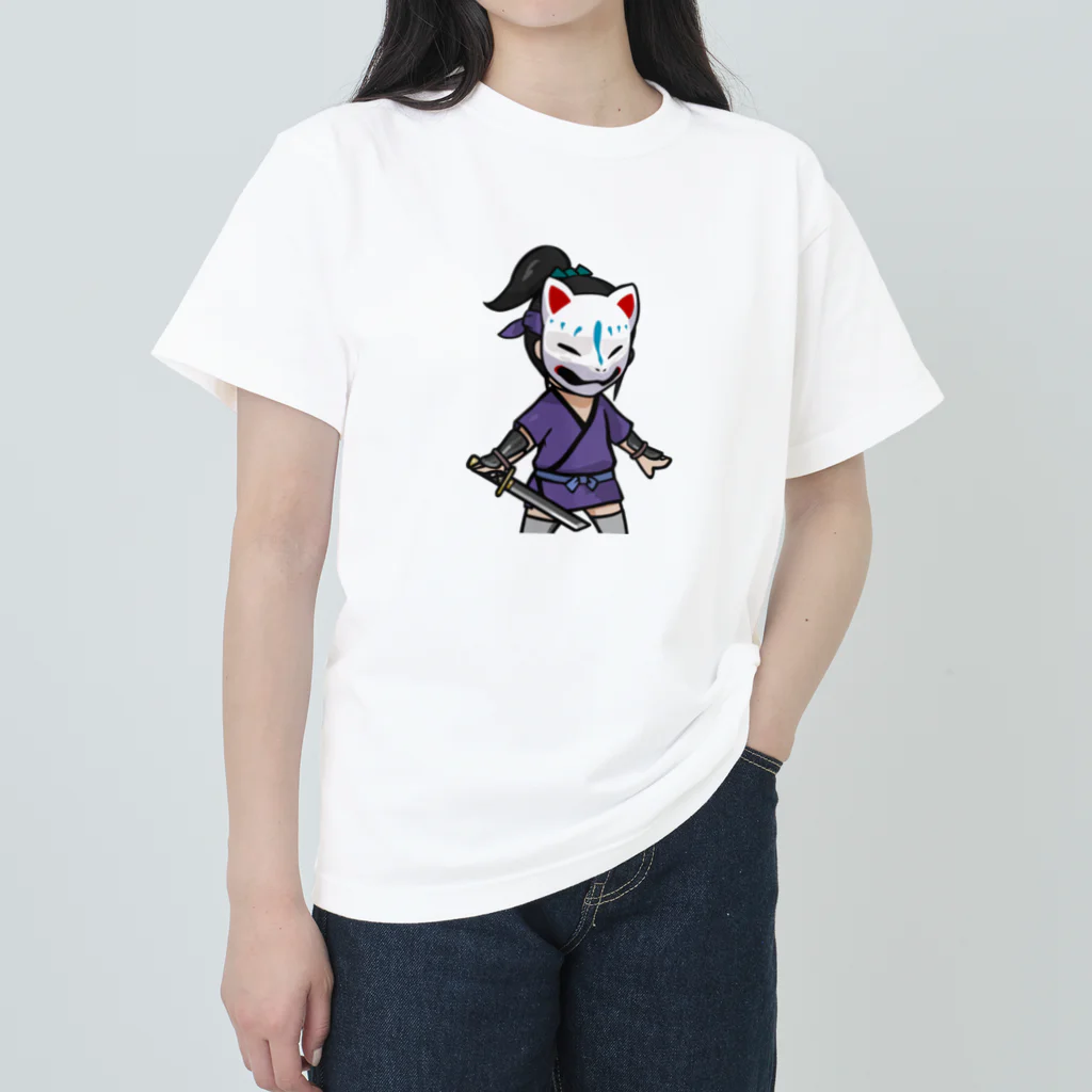 ninjayaの狐白（クリプト忍者） ヘビーウェイトTシャツ