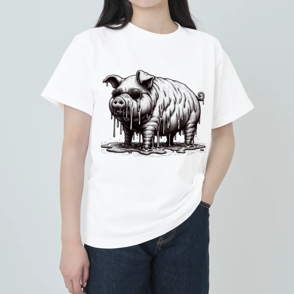 momonouchi-の溶けちゃう豚 ヘビーウェイトTシャツ