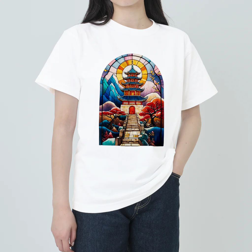 中華呪術堂（チャイナマジックホール）の彩色玻璃中国塔 ヘビーウェイトTシャツ