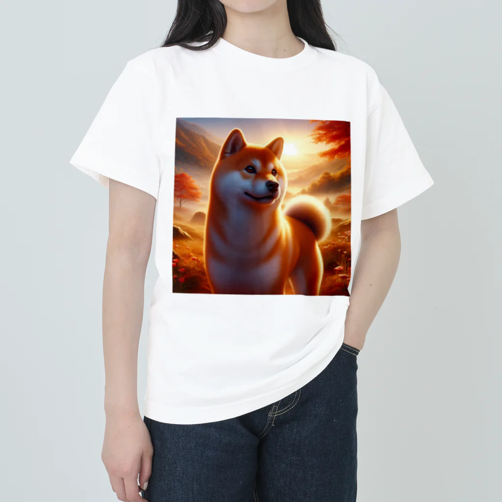 ANTARESの夕方の黄昏　柴犬 ヘビーウェイトTシャツ