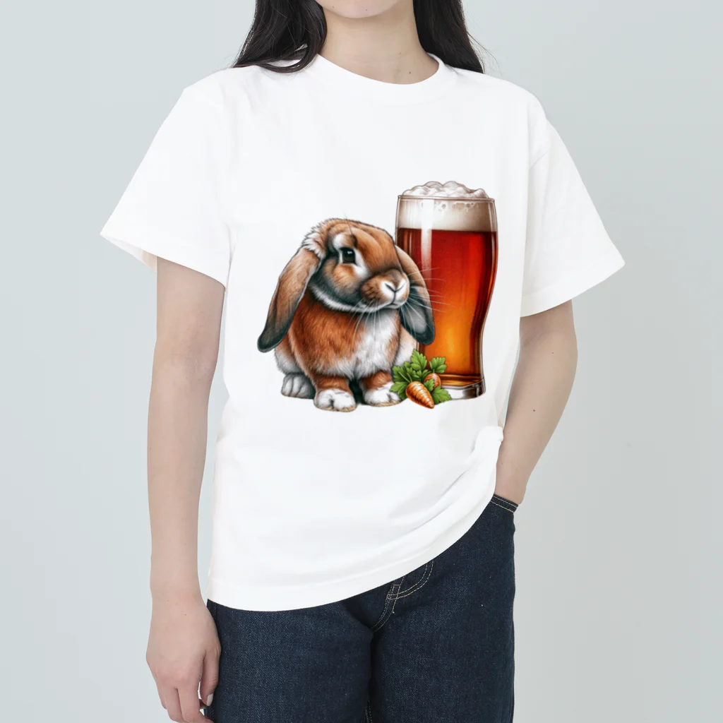 bottaの可愛いウサギ(垂れ耳ビール)カラー03 ヘビーウェイトTシャツ