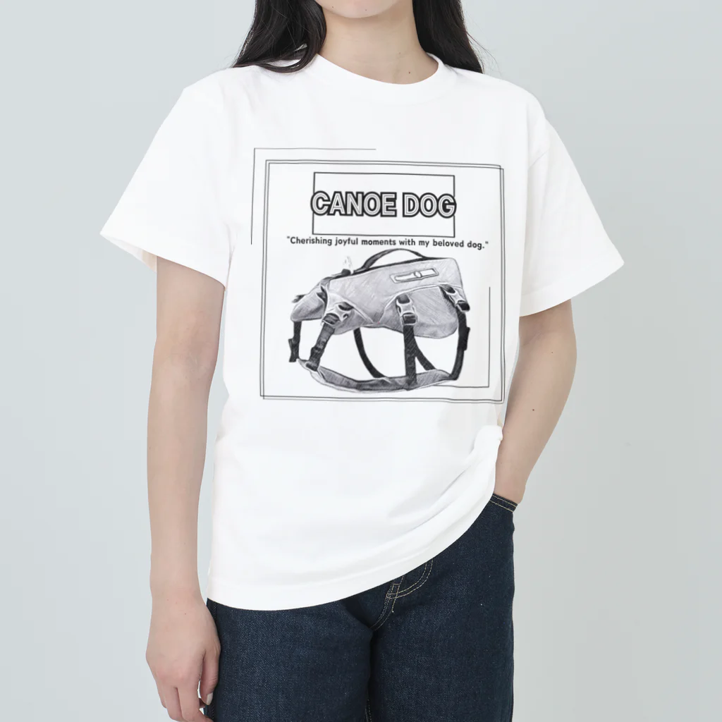 rokkakukikakuのCANOE　DOG　ライフジャケット ヘビーウェイトTシャツ