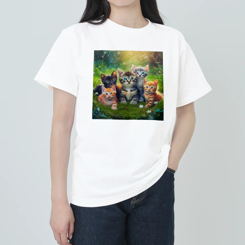 Colorful Canvasの猫ちゃん大集合 ヘビーウェイトTシャツ