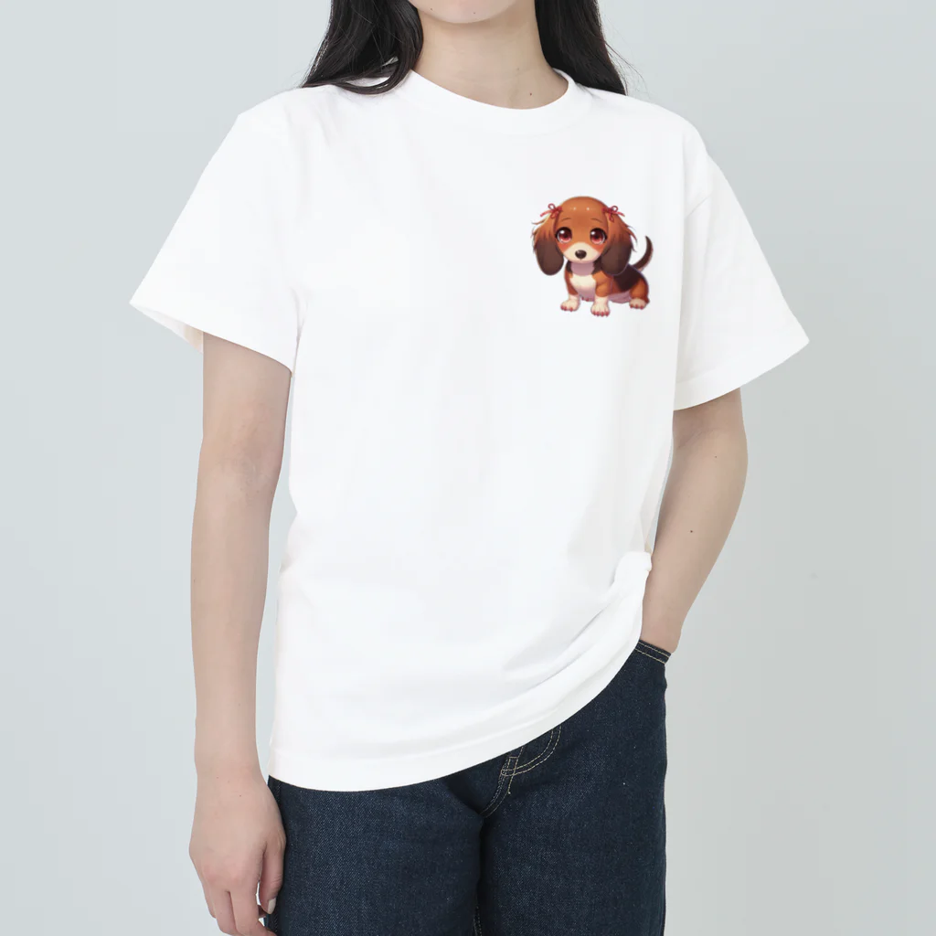 Dog Selectionのミニチュアダックス　女の子　アイテム ヘビーウェイトTシャツ